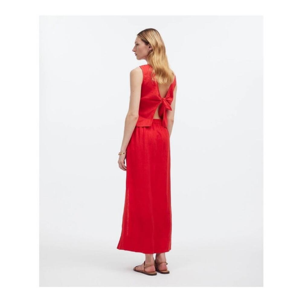 Madewell Collumn Red Linen Skirt size Large  NWT - Picture 2 of 10